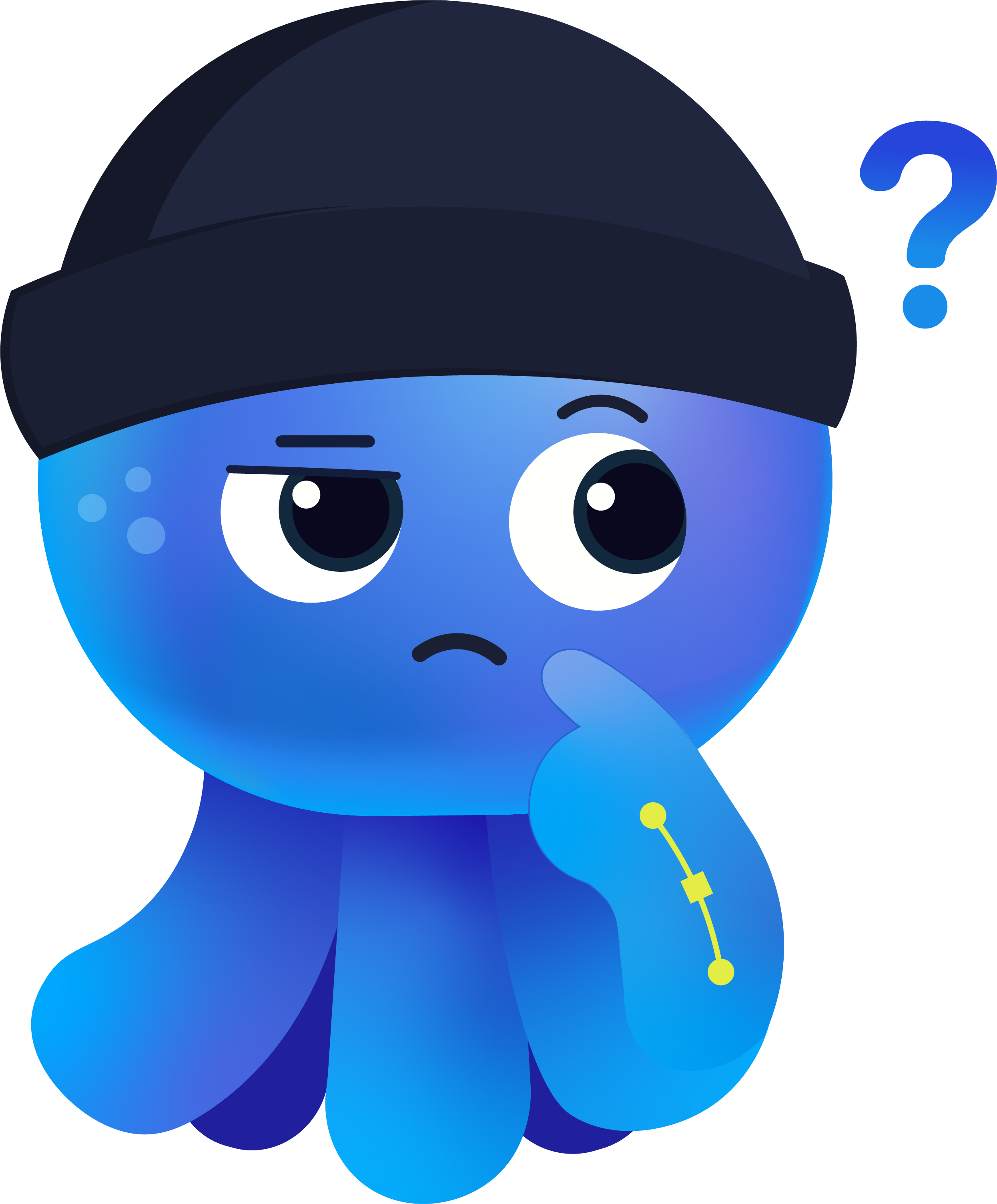 Grafly mascot thinking